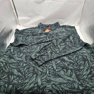 Houston White Mens Corduroy Shirt Size 5XL Heavyweight Button-Up Green Tropical